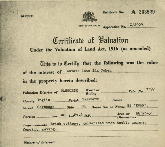 Probate file for Ida Cohen