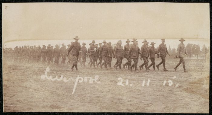 A group of soldiers marching