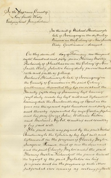 page from deceased estate file