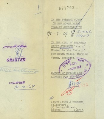 page from probate file