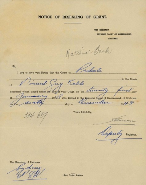 page from the probate file