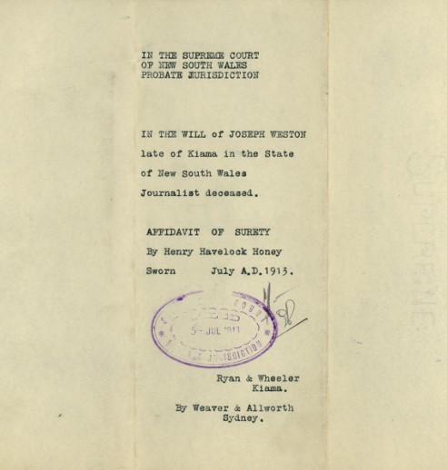 page from a probate file