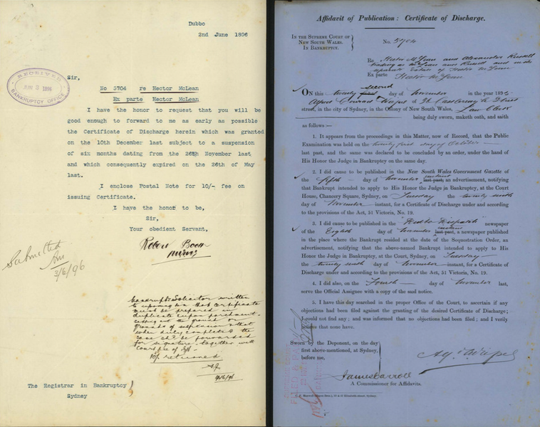 screenshot of a digitised bankruptcy file