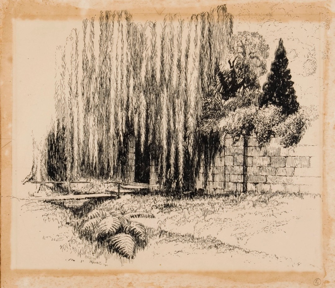 Sketch of a garden and creek