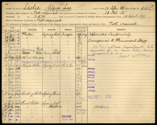 Railway History card Alfred Leo Leslie