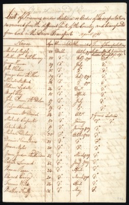 Early convict indent, 1791