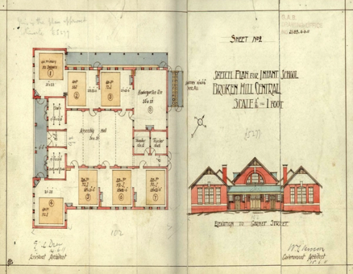 building plan from the Broken Hill Public School file