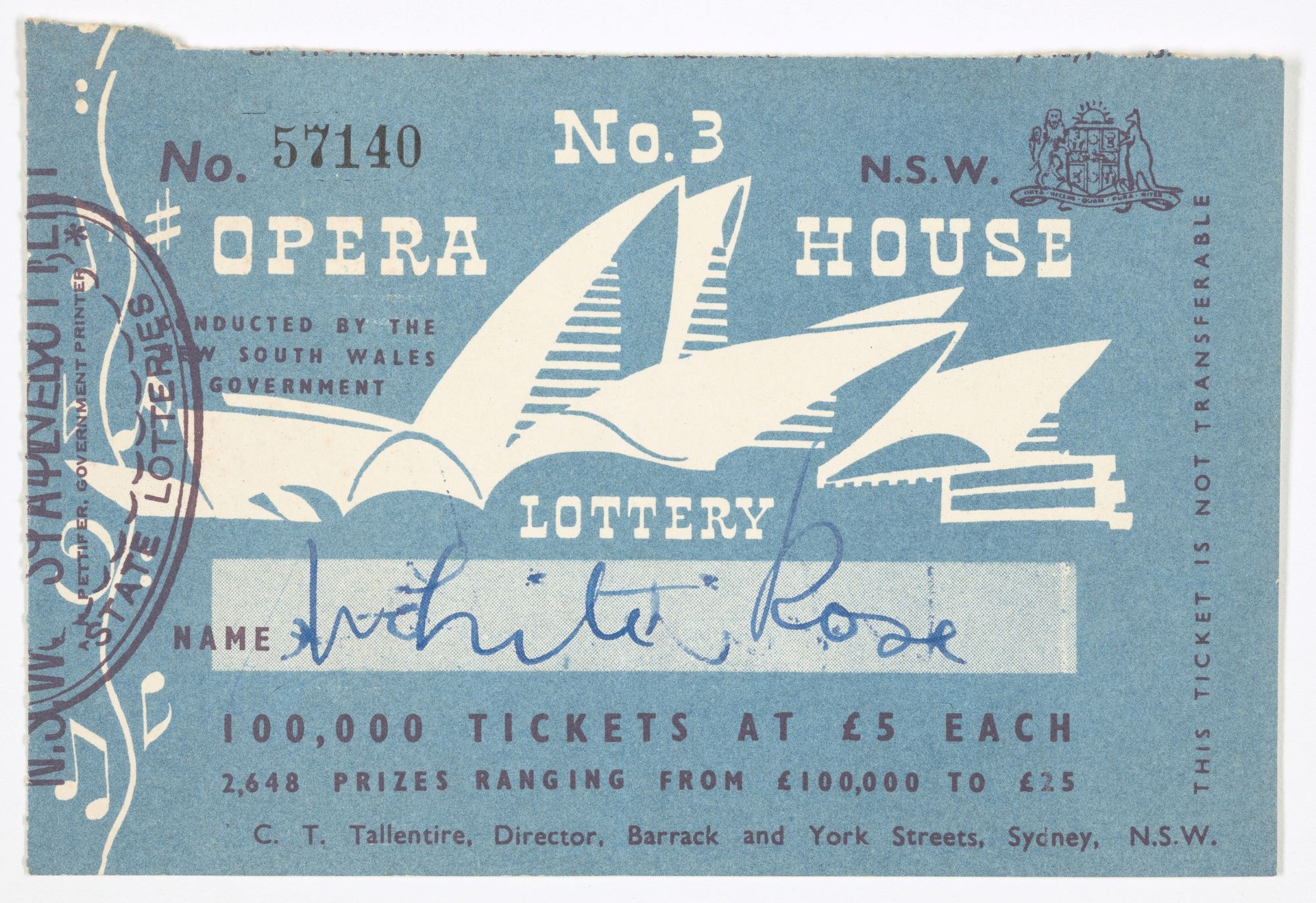 Ticket number 57140 from the 3rd SOH lottery