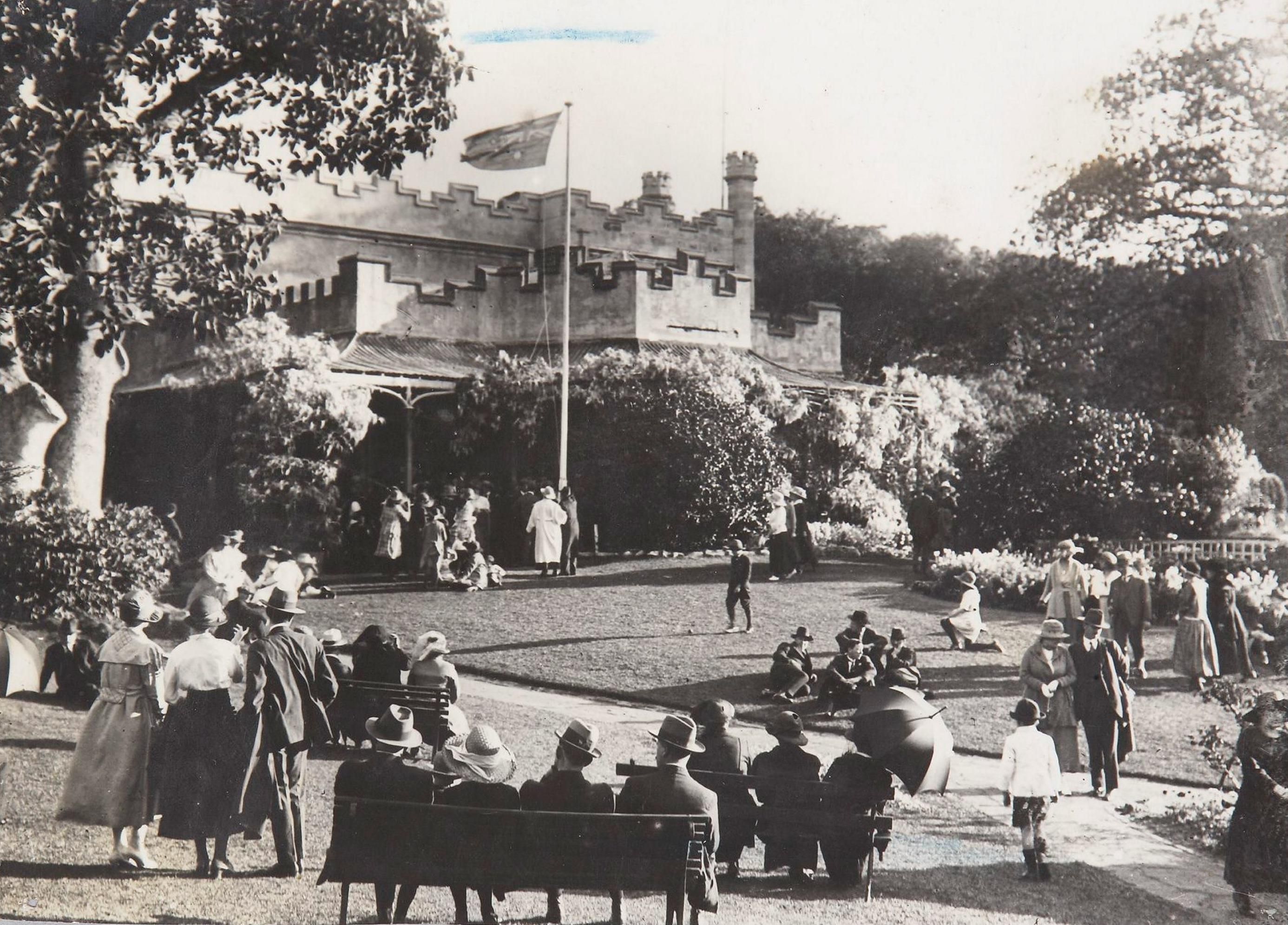 People gathering in front of Vaucluse House