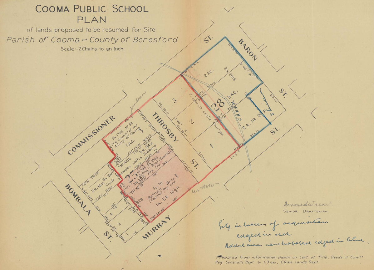 Plan of Cooma public school