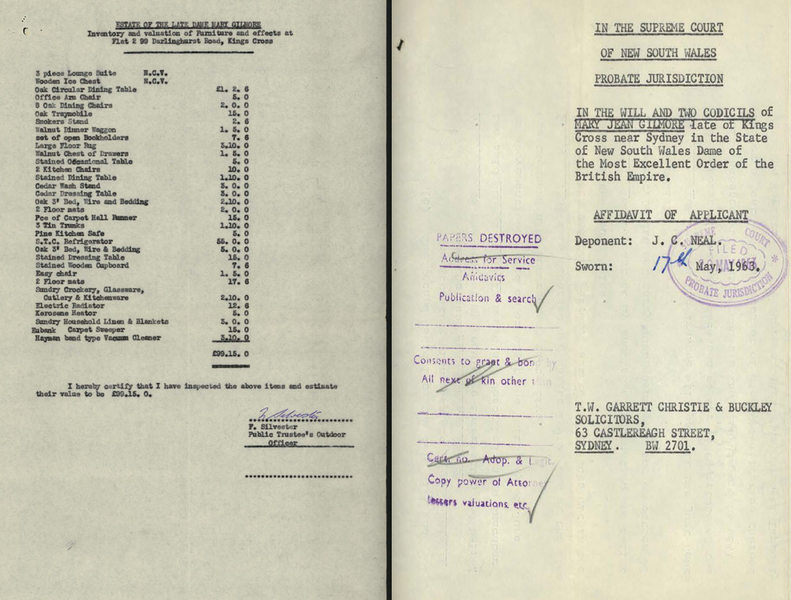 screenshot of digitised probate file