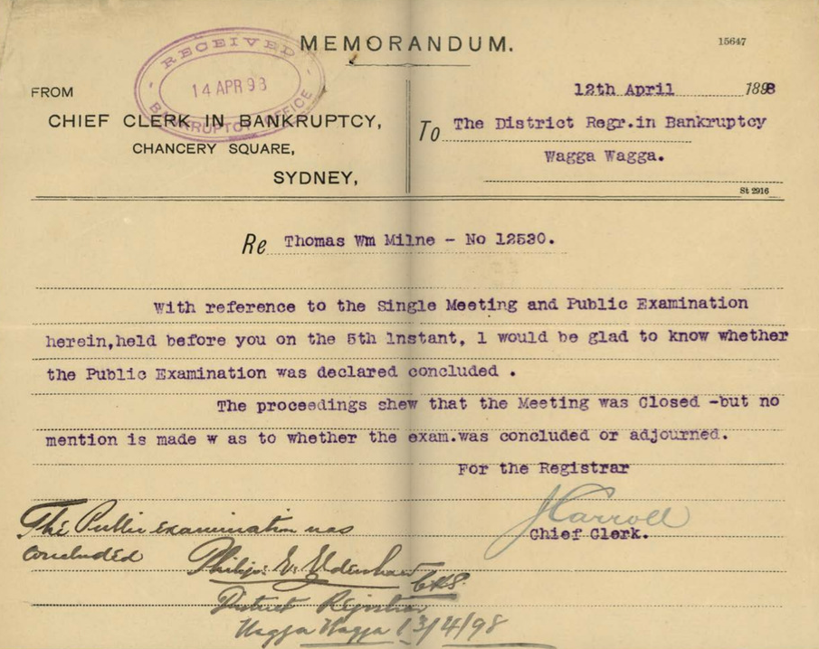 screenshot of pages from a bankruptcy file