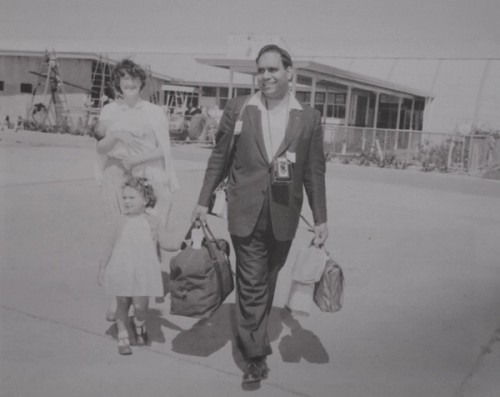 The Blair family about to board a plane
