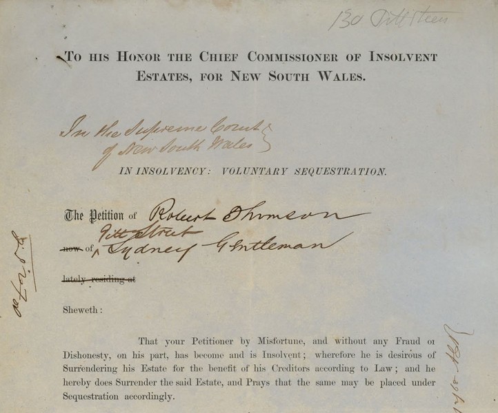 screenshot of a page from an insolvency file