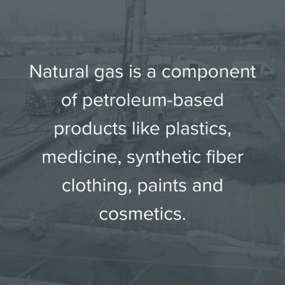 A visual saying LNG is used for petroleum-based products like plastics, medicine, clothing, paints, and cosmetics