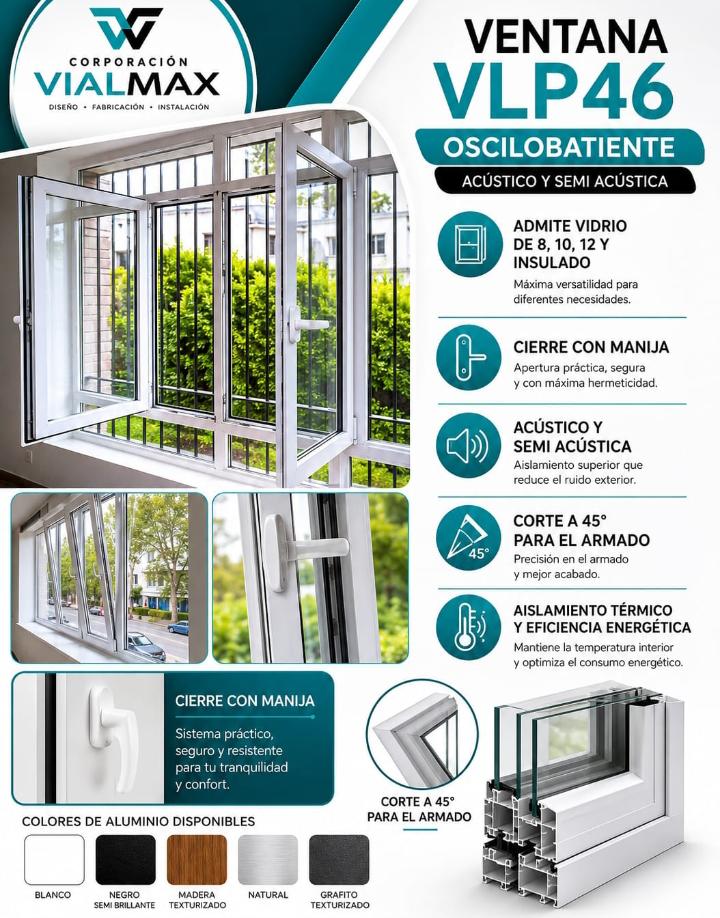 Ventana Serie VLP46 Proyectante Oscilobatiente - Vialmax Lima