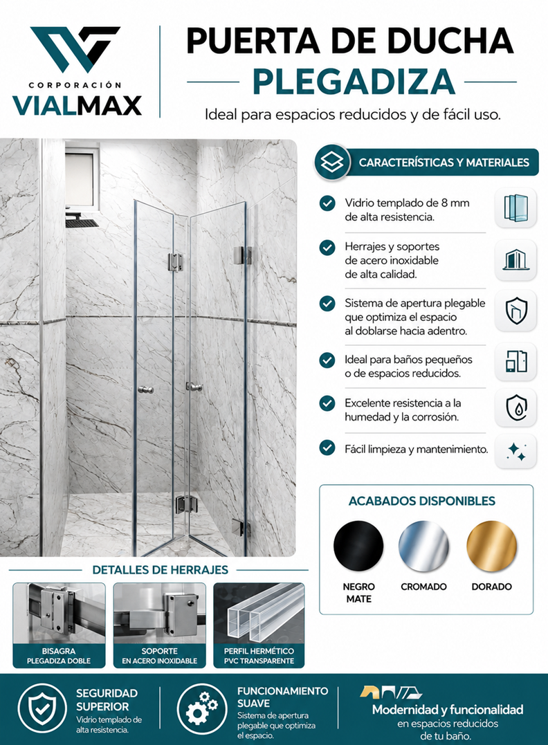 Ventana Puerta de Ducha Plegadiza - Vialmax Lima