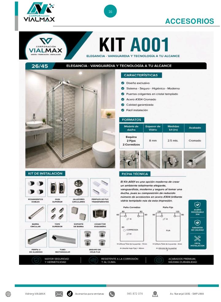 Accesorio KITS DE DUCHA A001 - Vialmax Lima