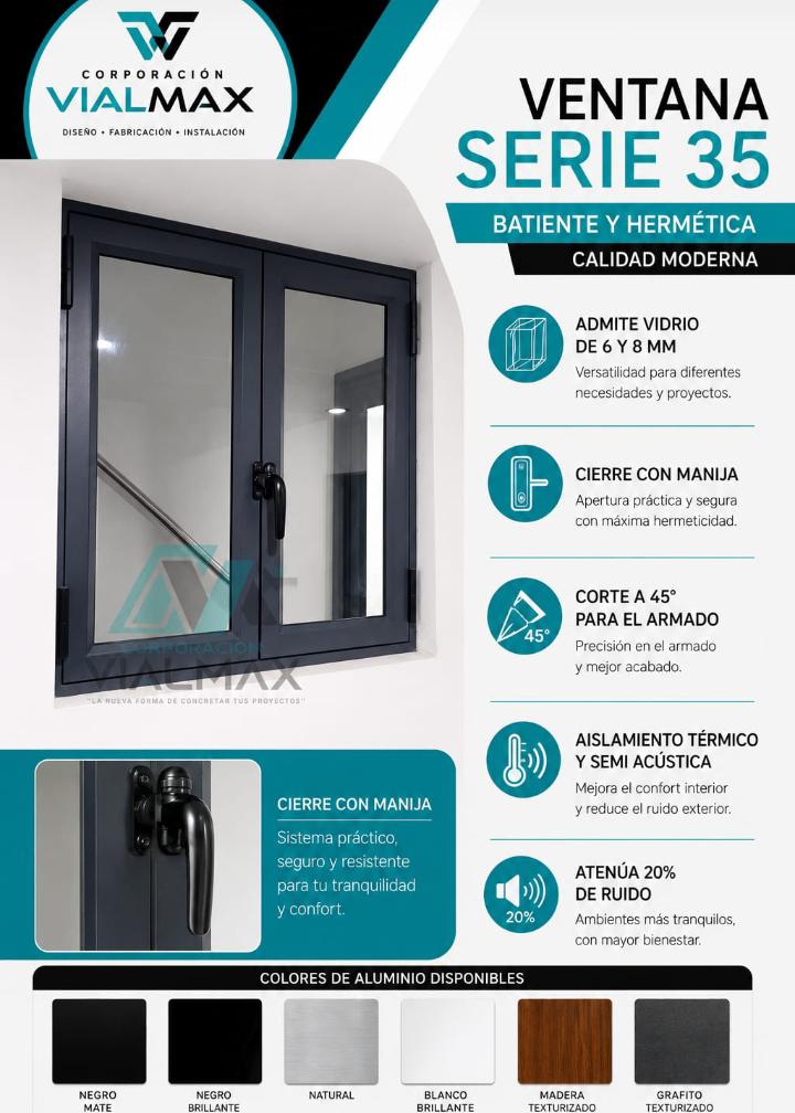 Ventana Serie 35 Batiente - Vialmax Lima