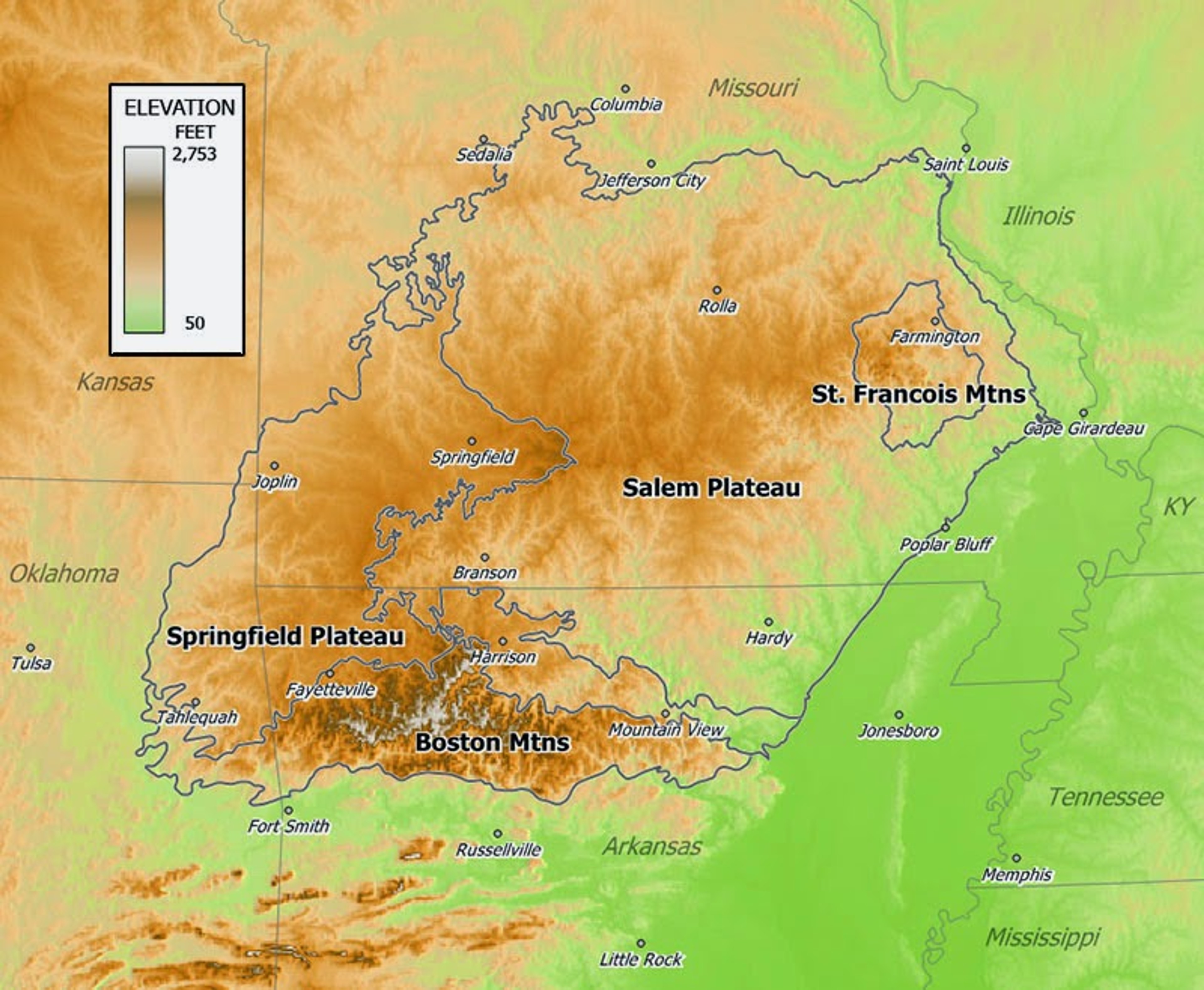 Map of Salem plateau