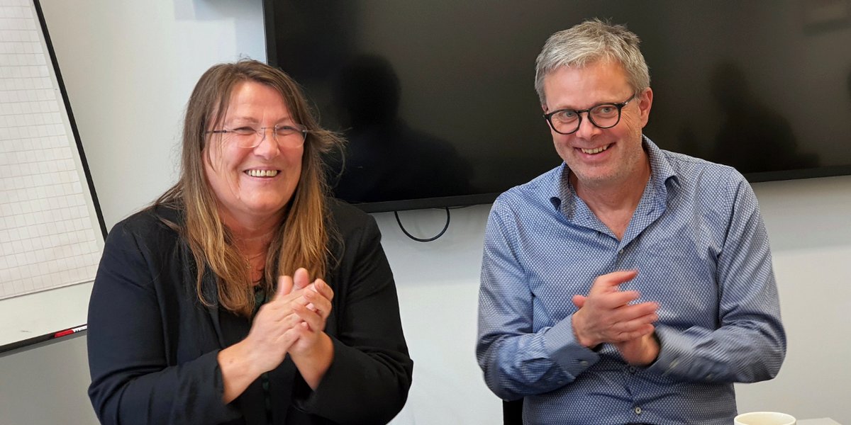 Anita Johansen, forbundsleder i NAF og Geir-Arne Lodgaard, MEFs forhandlingsleder.