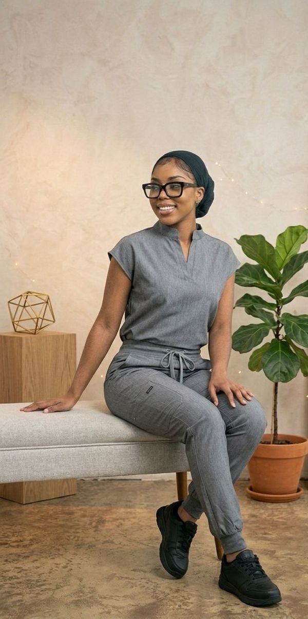 MADARIN NECK GREY JOGGER SET
