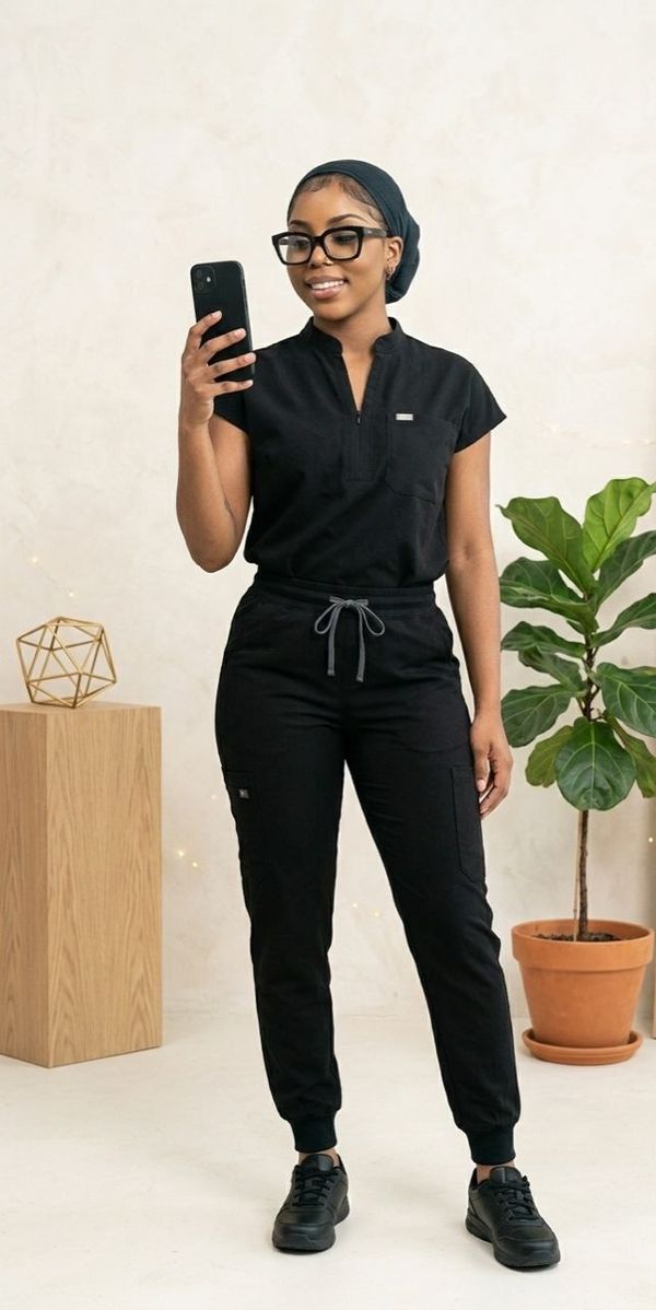 MADARIN NECK BLACK JOGGER SET
