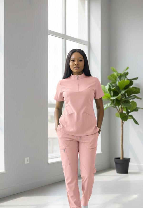Quarter Zip Baby Pink Straight Leg 