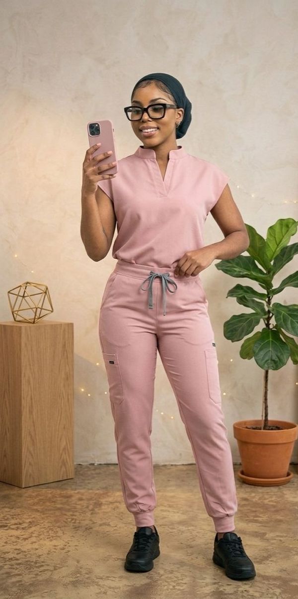 MADARIN NECK PEACH JOGGER SET