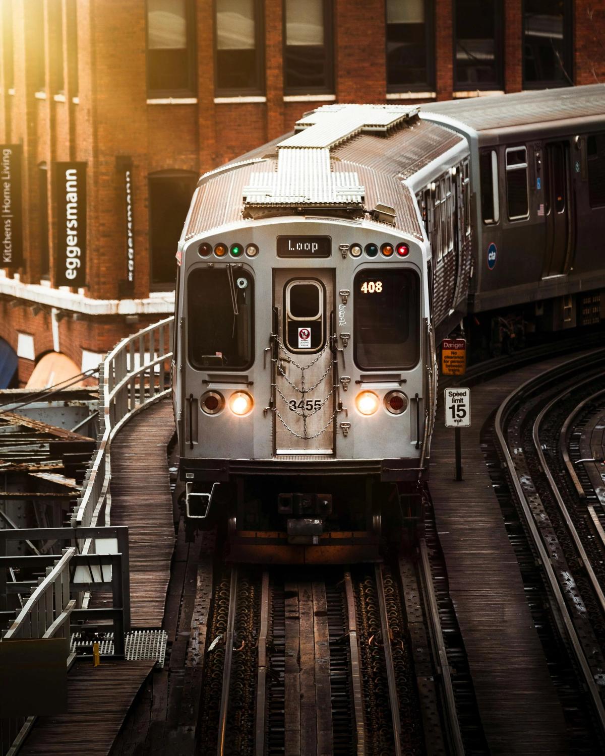A train on The Loop in Chicago