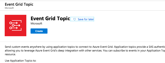 screenshot of option to create new event grid topic
