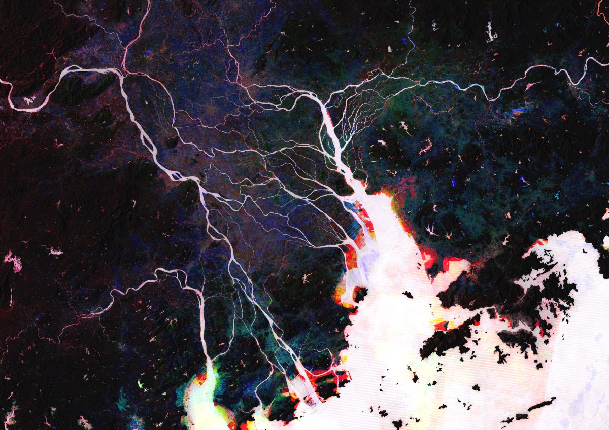 Urban Transformation in the Pearl River Delta, derived from NDWI data (Landsat 5-8, 1990–2023)