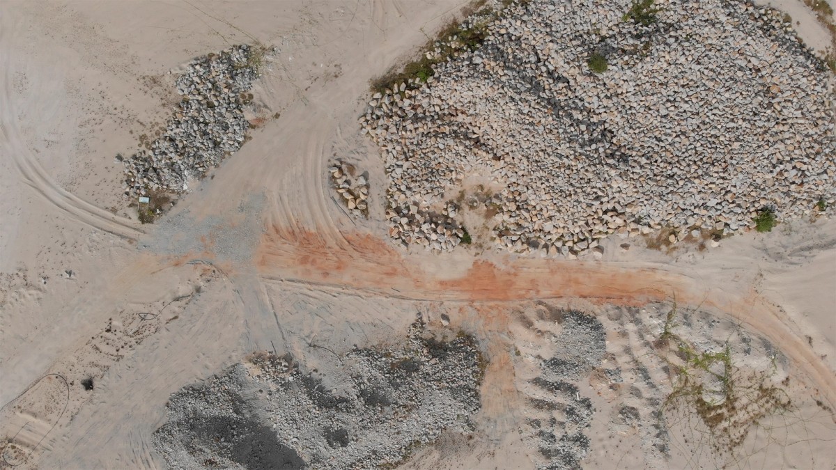 Malacca 1: Ongoing land reclamation in Malacca. Film still White Elephant, 2022.