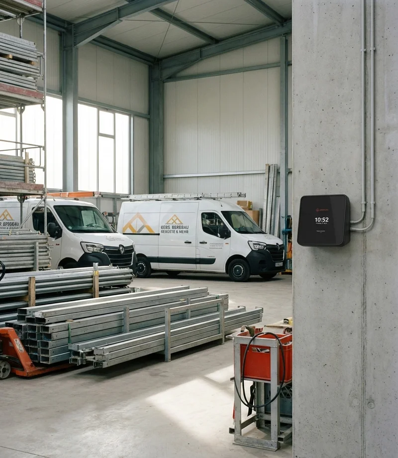 Fest installiertes Terminal – einfache Zeiterfassung direkt im Gerüstbauhof