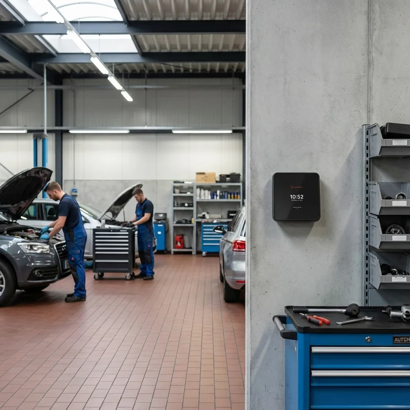 Zeiterfassungsterminal direkt im Autohaus – Einstempeln, arbeiten, fertig