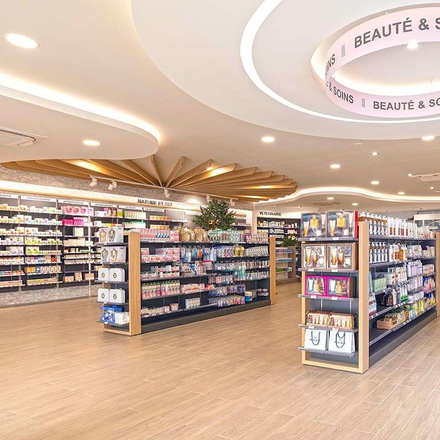 tendencias de design_medd design_pharmacie. farmacia a medida, projeto de arquitetura comercial, remodelaçao de farmacia, gondolas e lineares.