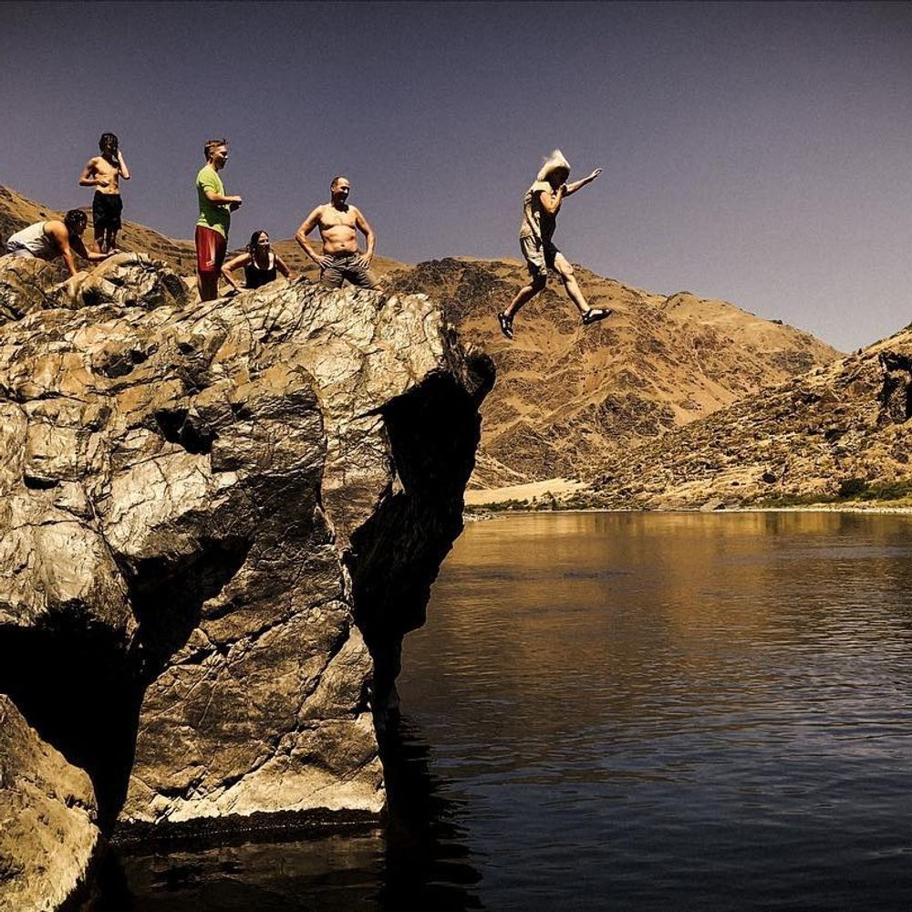 Swimming on Tour in Hells Canyon Idaho