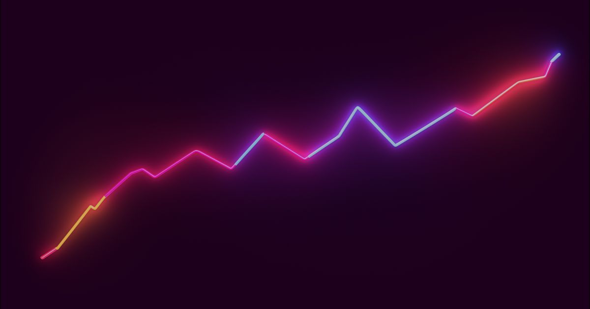 Neon colored image of a line representing growth