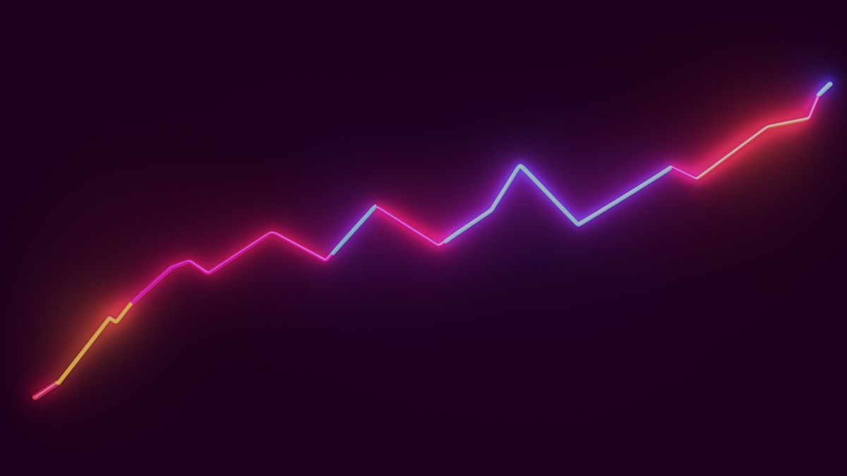Neon colored image of a line representing growth