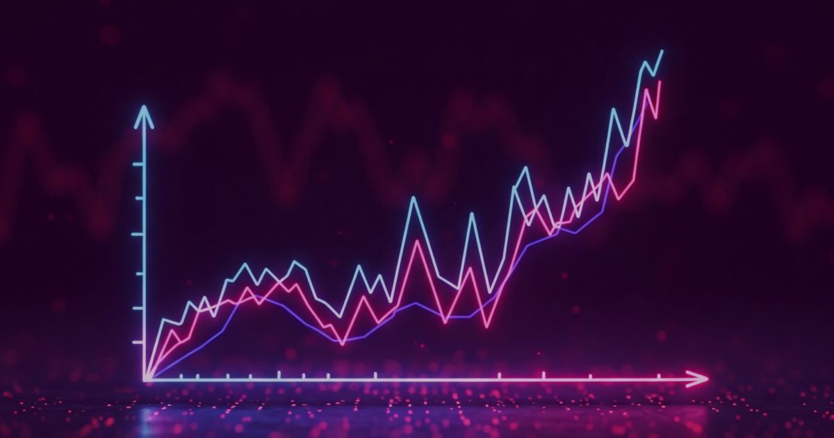 Neon colored image of a stock market graph.