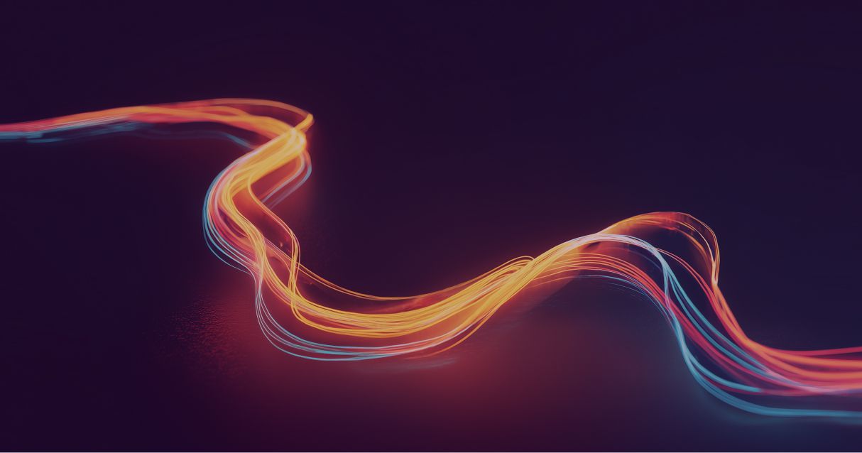 Neonviivalla piirretty tasainen myyntiputki, joka kulkee aaltojen yli symboloiden jatkuvuutta myynnissä.