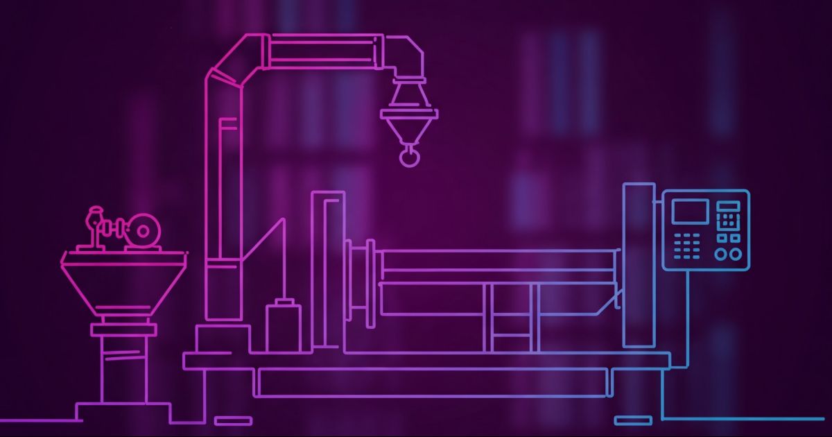 Neon colored image of industrial machinery and equipment.
