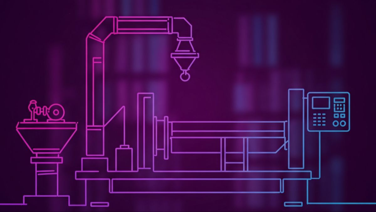 Neon colored image of industrial machinery and equipment.