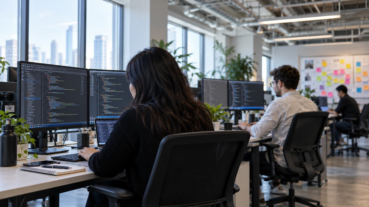 A fintech team member at work