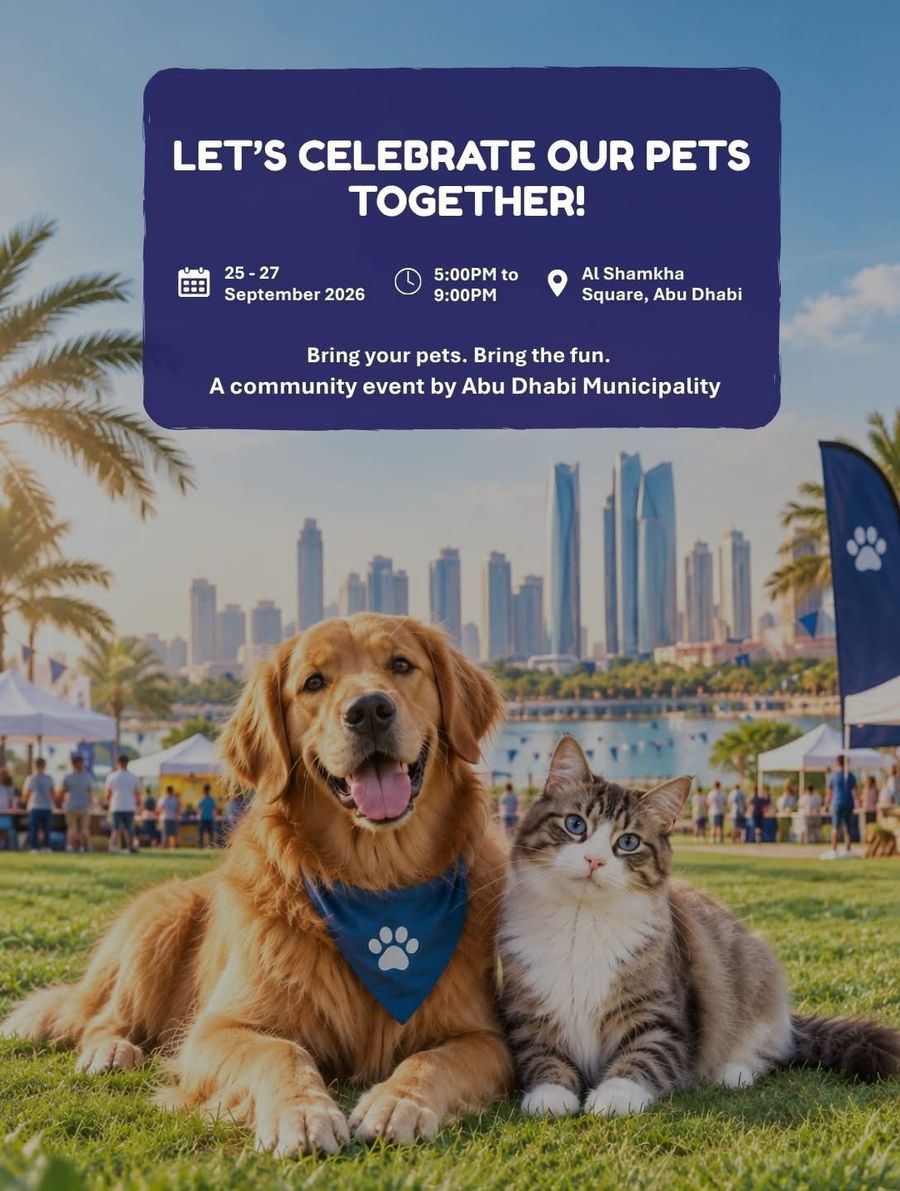 Let's celebrate our pets together – 6th Pet Lovers' Gathering, 25–27 September 2026, 5–9 PM, Al Shamkha Square, Abu Dhabi