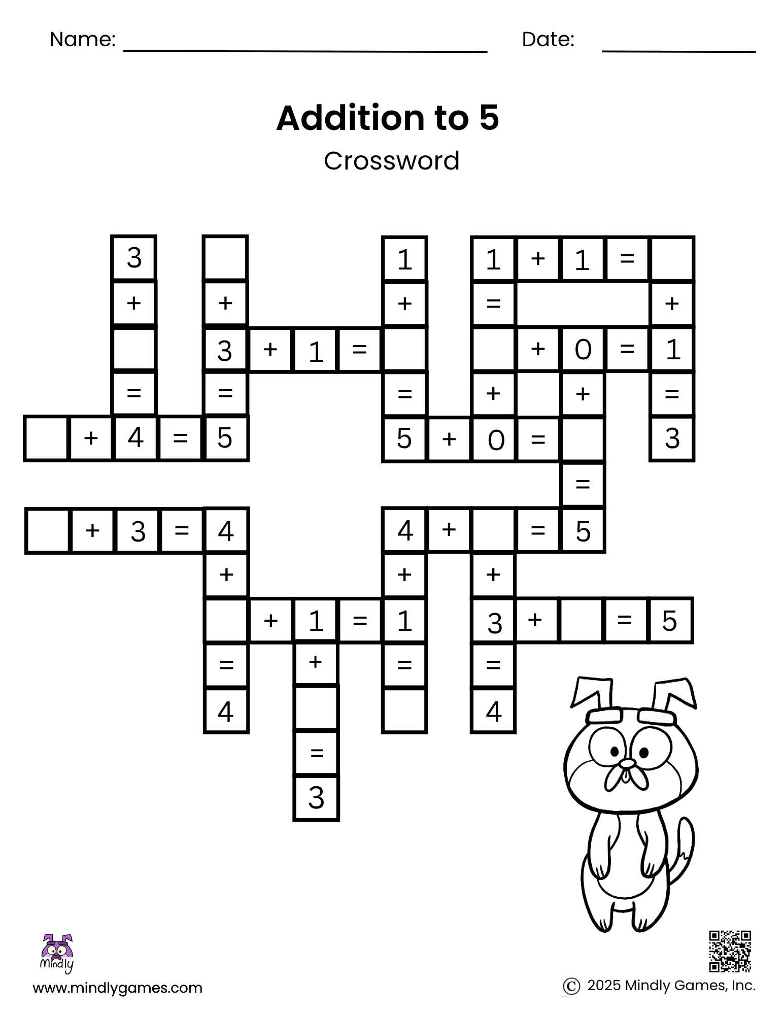 addition-to-5-crossword-mindly-games
