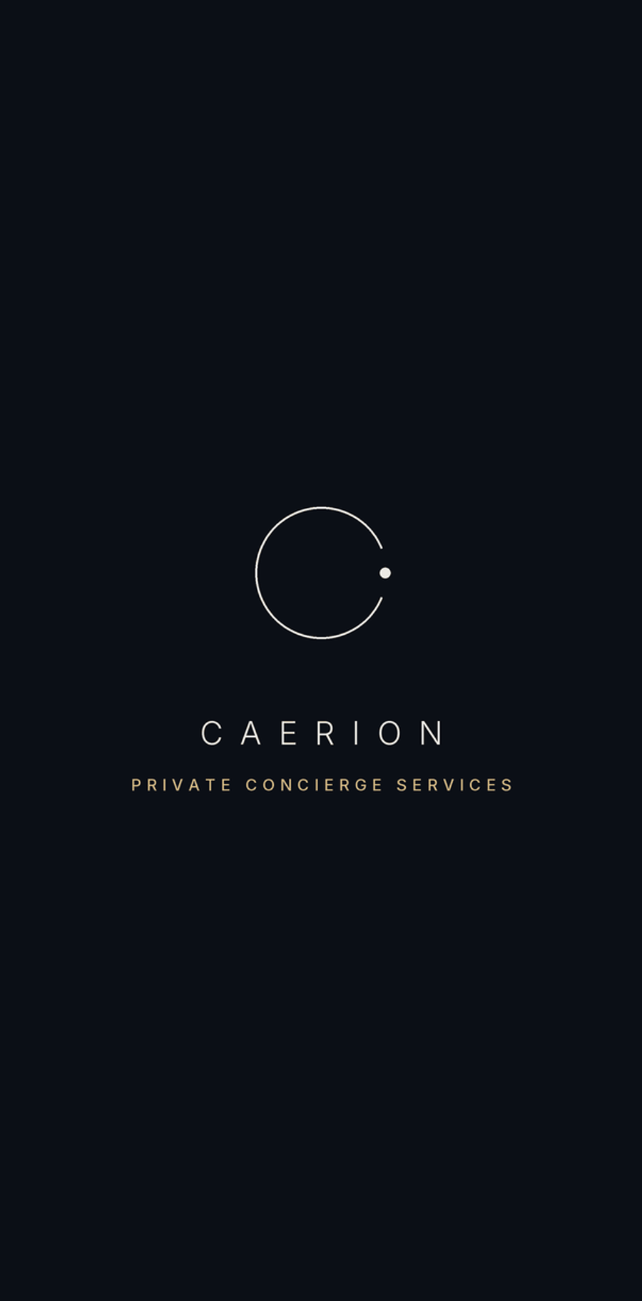 Caerion App: Startbildschirm mit Logo