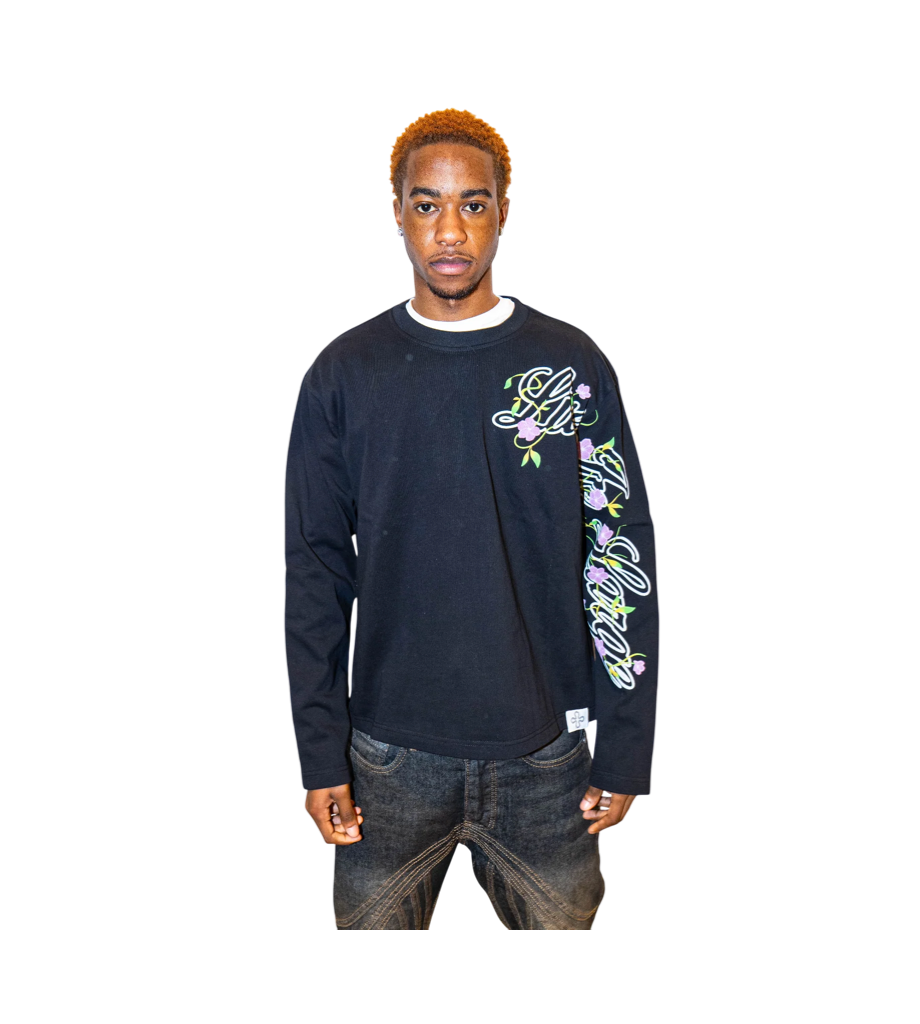 FLORAL LONGSLEEVE NOIR