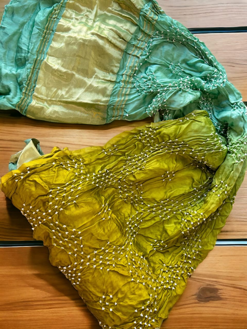 Modal Silk Tissue Pallu Beautiful Bandhej Double Colour Shading Dupatta