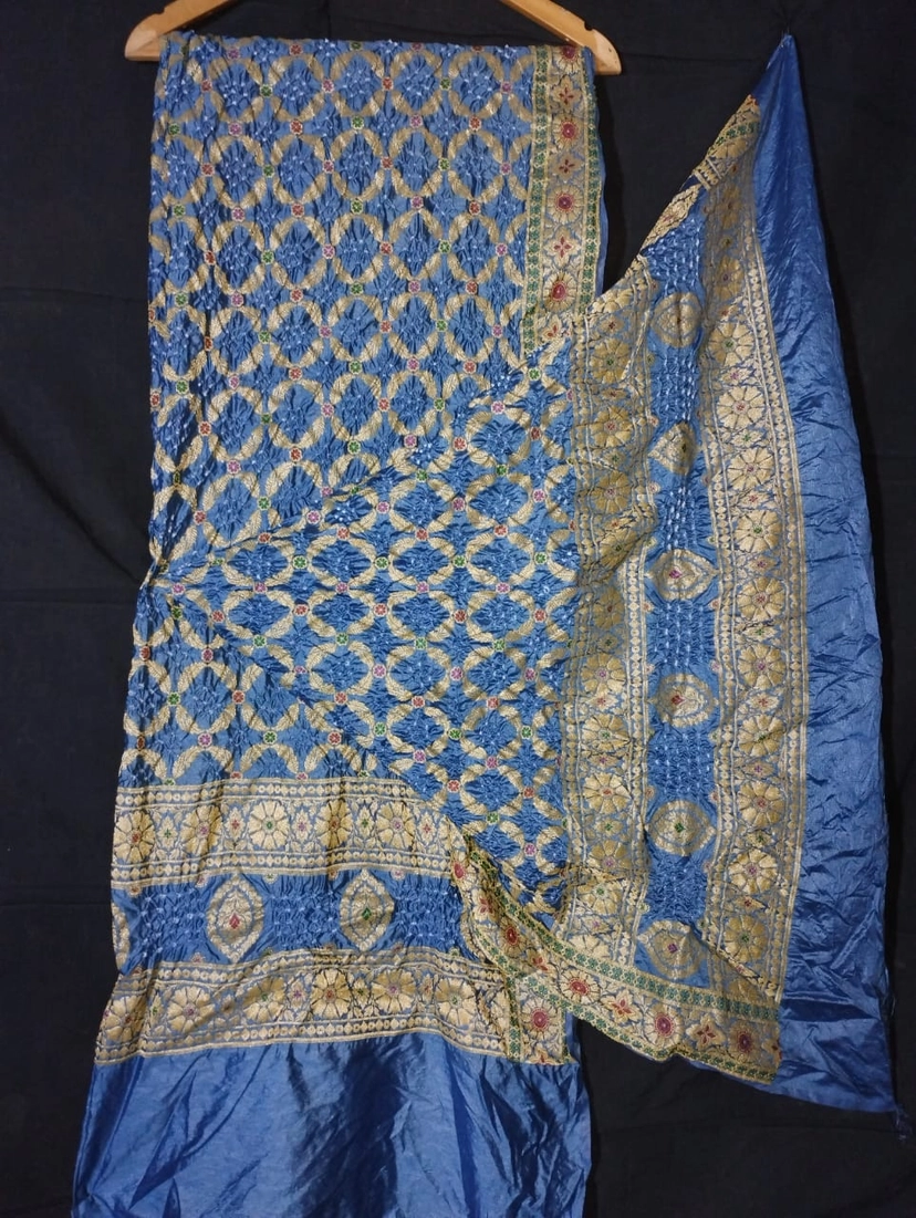 Dupion Silk Meenakari Bandhani Dupatta